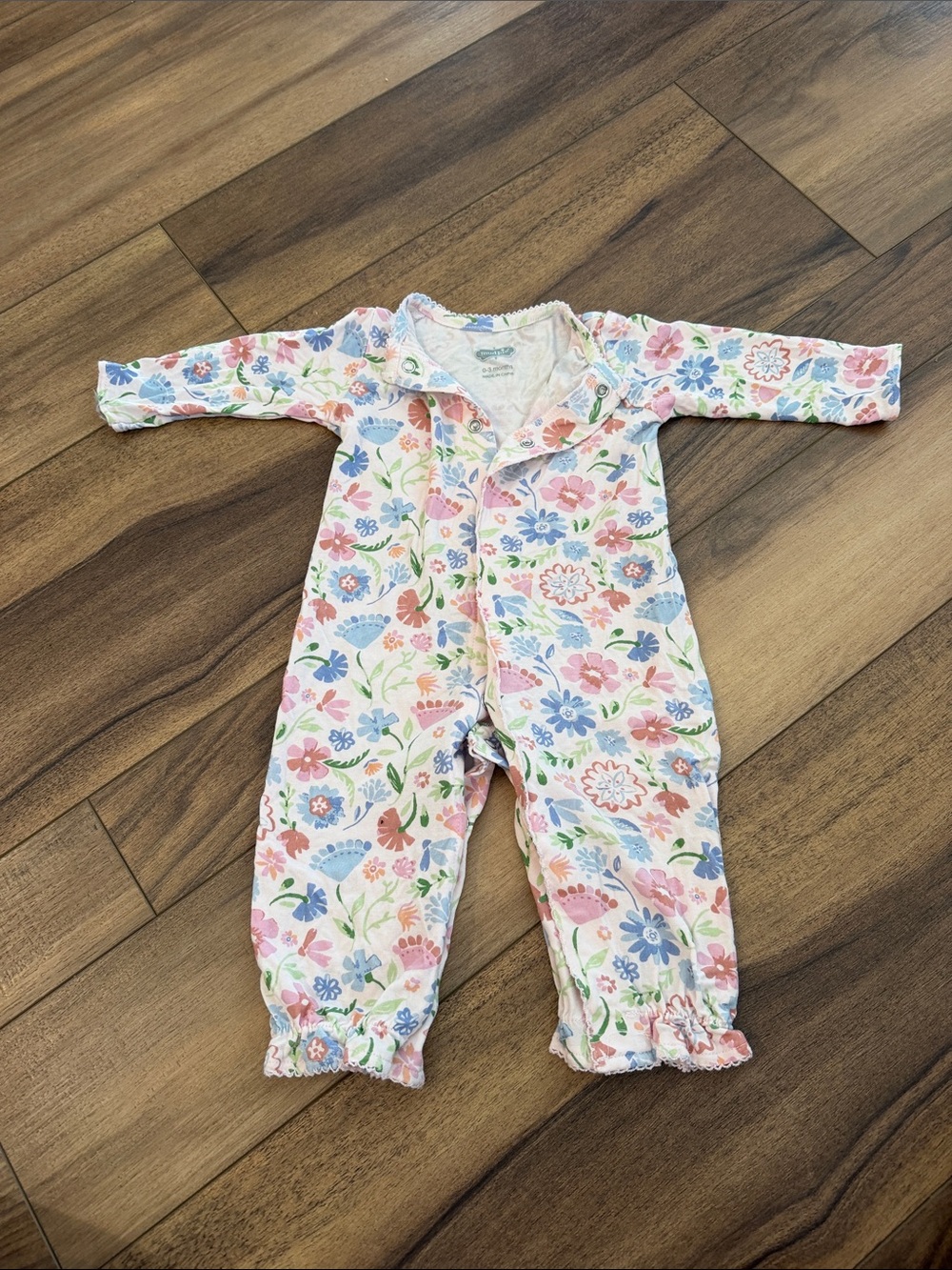 Mud Pie Pink Floral Footed One-Piece